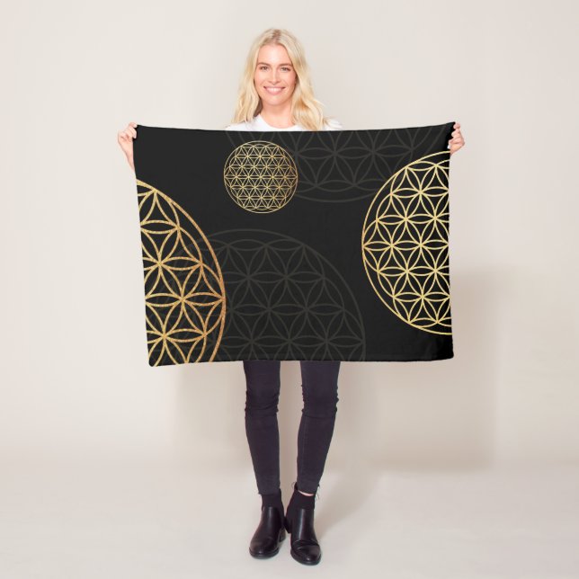 Flower of life gold fleece blanket (In Situ)