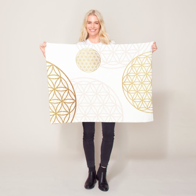 Flower of life gold fleece blanket (In Situ)