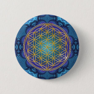 Flower Of Life - gold - fractal 1 2 Inch Round Button