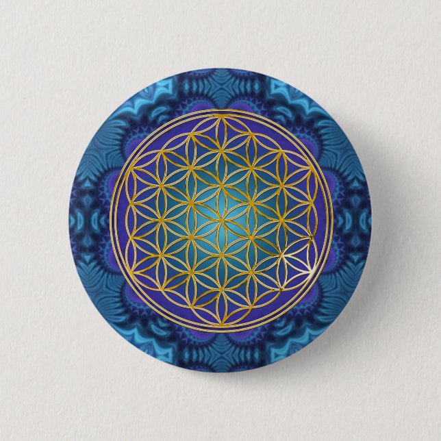 Flower Of Life - gold - fractal 1 2 Inch Round Button (Front)