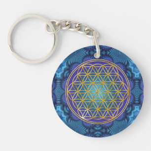 Flower Of Life - gold - fractal 1 Keychain