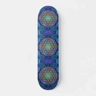 Flower Of Life - gold - fractal 1 Skateboard