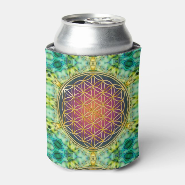 Flower Of Life - gold - fractal 2 Can Cooler (Can Front)