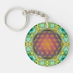Flower Of Life - gold - fractal 2 Keychain