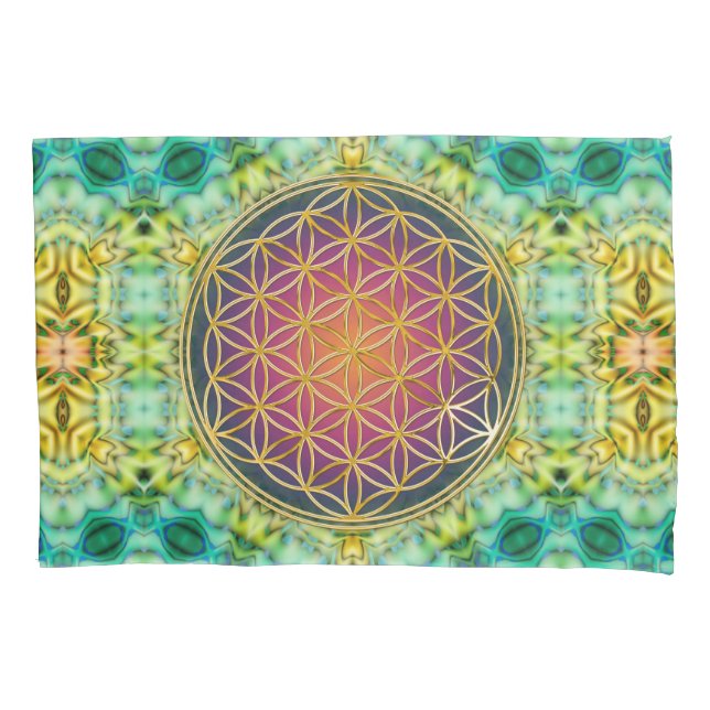 Flower Of Life - gold - fractal 2 Pillowcase (Front)