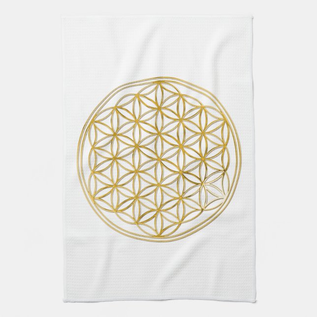 FLOWER OF LIFE - gold Kitchen Towel (Vertical)