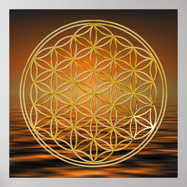 FLOWER OF LIFE - gold Poster (Front)