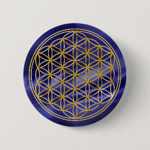 Flower Of Life   gold, small 2 Inch Round Button