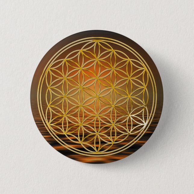 Flower Of Life | gold, small 2 Inch Round Button (Front)