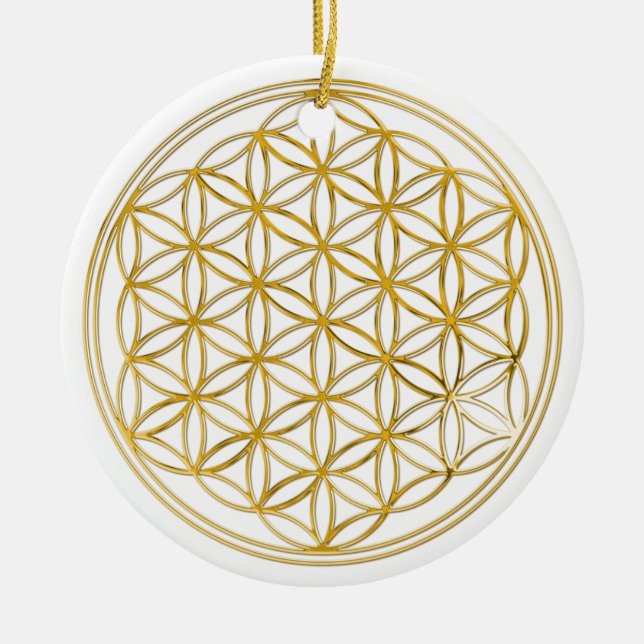 Flower Of Life | gold, small Ceramic Ornament (Front)