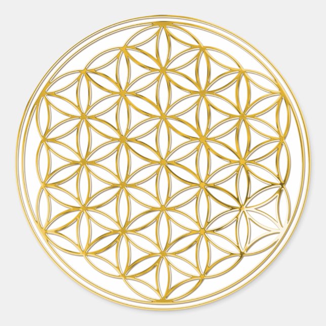 Flower Of Life | gold, small Classic Round Sticker (Front)