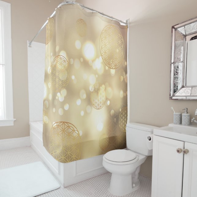 Flower of life gold sparkle duschvorhang (In Situ)