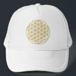 FLOWER OF LIFE - gold Trucker Hat<br><div class="desc">Spiritual SymbolART by EDDA Fröhlich | The Flower of Life is the original language of the universe; shapes,  geometry,  numbers and proportions. It radiates harmony and perfection of the holy geometry and stands for infinity and perfect order.</div>