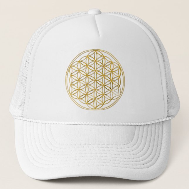 FLOWER OF LIFE - gold Trucker Hat (Front)
