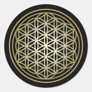 Flower of Life - Gold Version 2 Classic Round Sticker