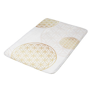 Flower of life gold & white bath mat