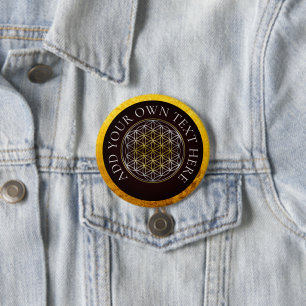FLOWER OF LIFE - golden silver 3 Inch Round Button
