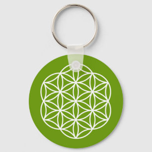 Flower of Life Green Keychain