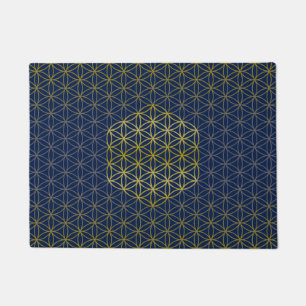 Flower of Life - grid pattern gold silver Doormat