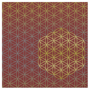 Flower of Life - grid pattern gold silver Fabric