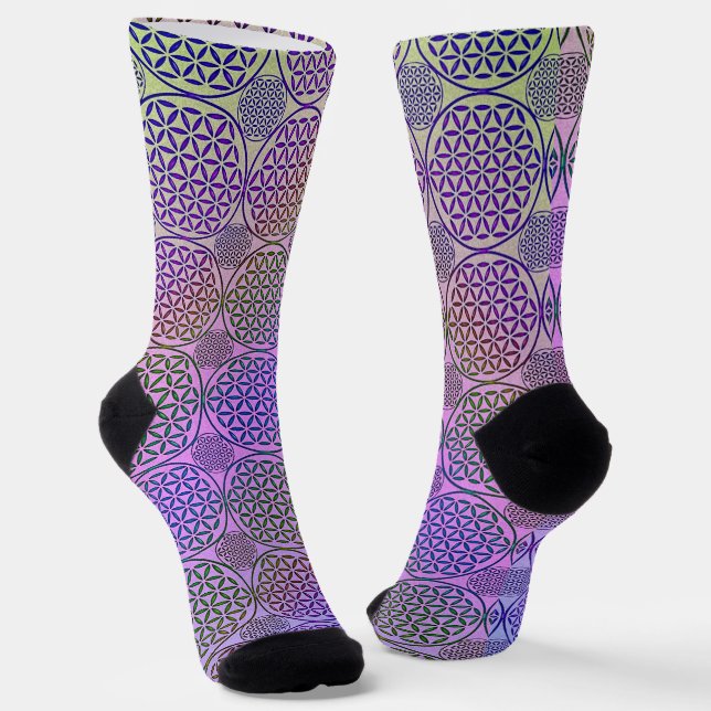 FLOWER OF LIFE - grunge pattern 3 Socks (Angled)