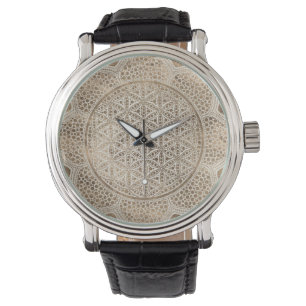 Flower of Life in Lotus Dot Art pastel golds Watch