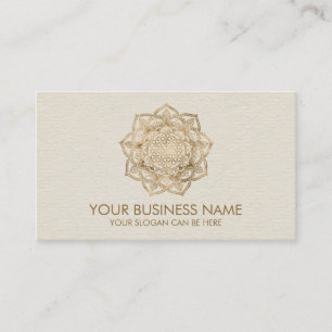 Flower of Life in Lotus - pastel golds and canvas Business Card