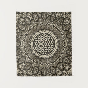 Flower of life in  mandala on canvas tapestry