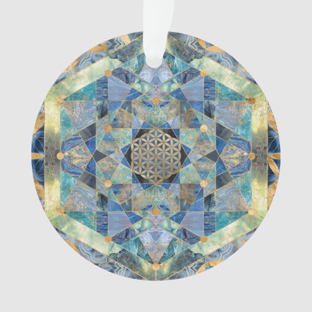 Flower of Life in Sacred Geometry Marble Ornament (Front)