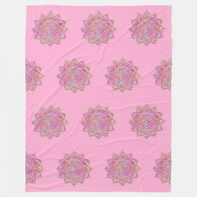 Flower Of Life - India Mandala 7 Fleece Blanket (Front)