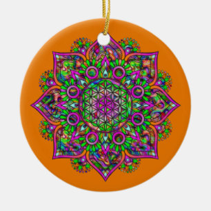 Flower Of Life - Indian Mandala 1 Ceramic Ornament