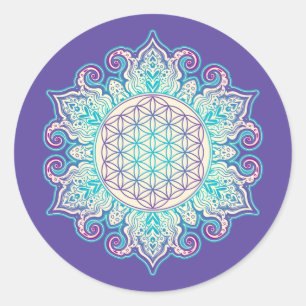 Flower Of Life - Indian Mandala 2 Classic Round Sticker