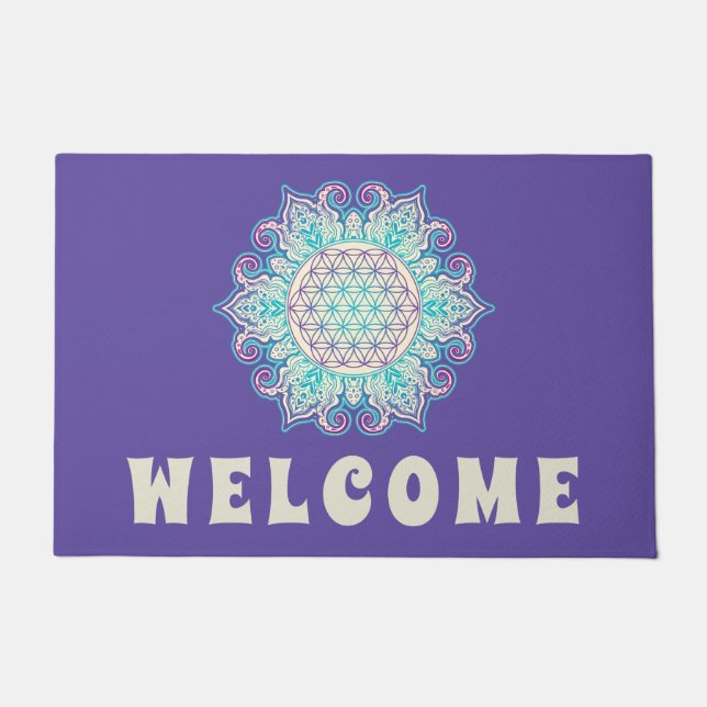 Flower Of Life - Indian Mandala 2 Doormat (Front)
