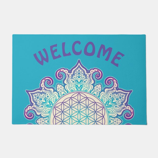 Flower Of Life - Indian Mandala 2 Doormat (Front)