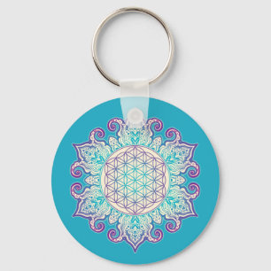 Flower Of Life - Indian Mandala 2 Keychain