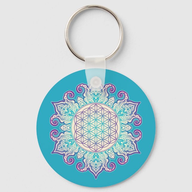 Flower Of Life - Indian Mandala 2 Keychain (Front)
