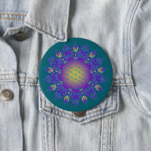 Flower Of Life - Indian Mandala 3 4 Inch Round Button