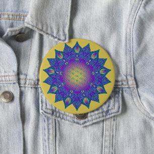 Flower Of Life - Indian Mandala 3 4 Inch Round Button
