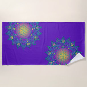 Flower Of Life - Indian Mandala 3 Beach Towel