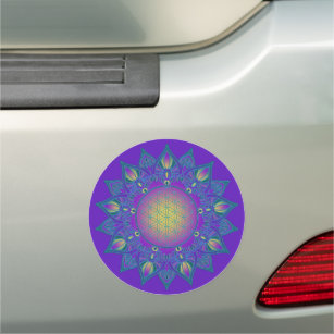 Flower Of Life - Indian Mandala 3 Car Magnet