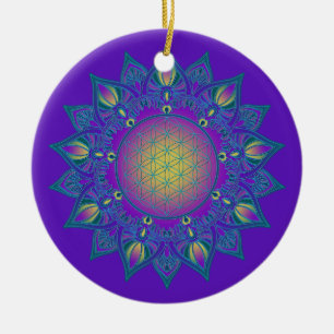 Flower Of Life - Indian Mandala 3 Ceramic Ornament