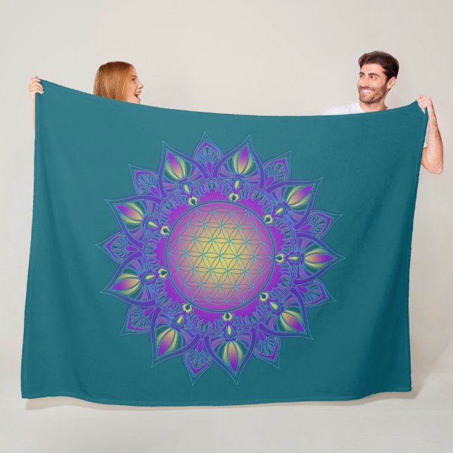 Flower Of Life - Indian Mandala 3 Fleece Blanket (In Situ)