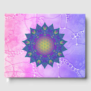 Flower Of Life - Indian Mandala 3 Guest Book