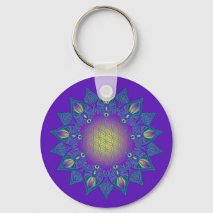 Flower Of Life - Indian Mandala 3 Keychain