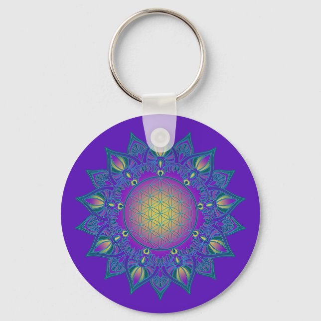 Flower Of Life - Indian Mandala 3 Keychain (Front)