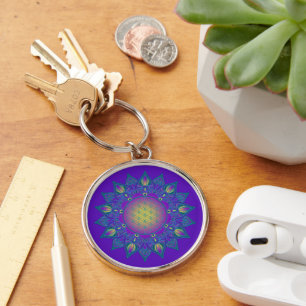 Flower Of Life - Indian Mandala 3 Keychain