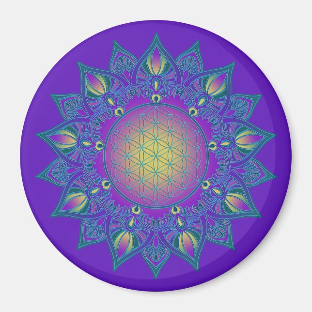 Flower Of Life - Indian Mandala 3 Magnet (Front)