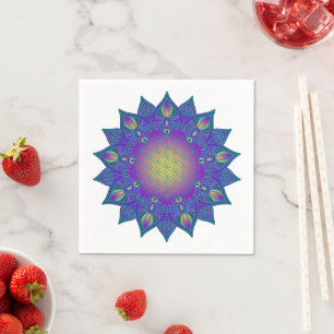 Flower Of Life - Indian Mandala 3 Napkin