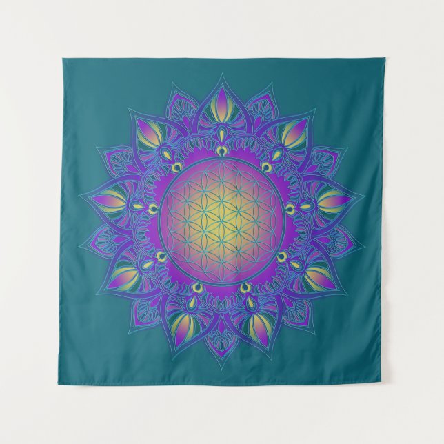 Flower Of Life - Indian Mandala 3 Tapestry (Front)