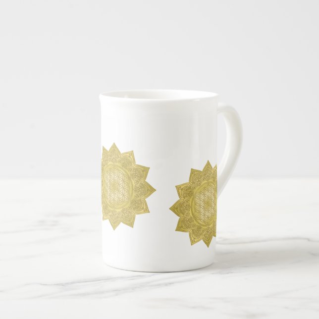 Flower Of Life - Indian Mandala 4 Bone China Mug (Front Right)